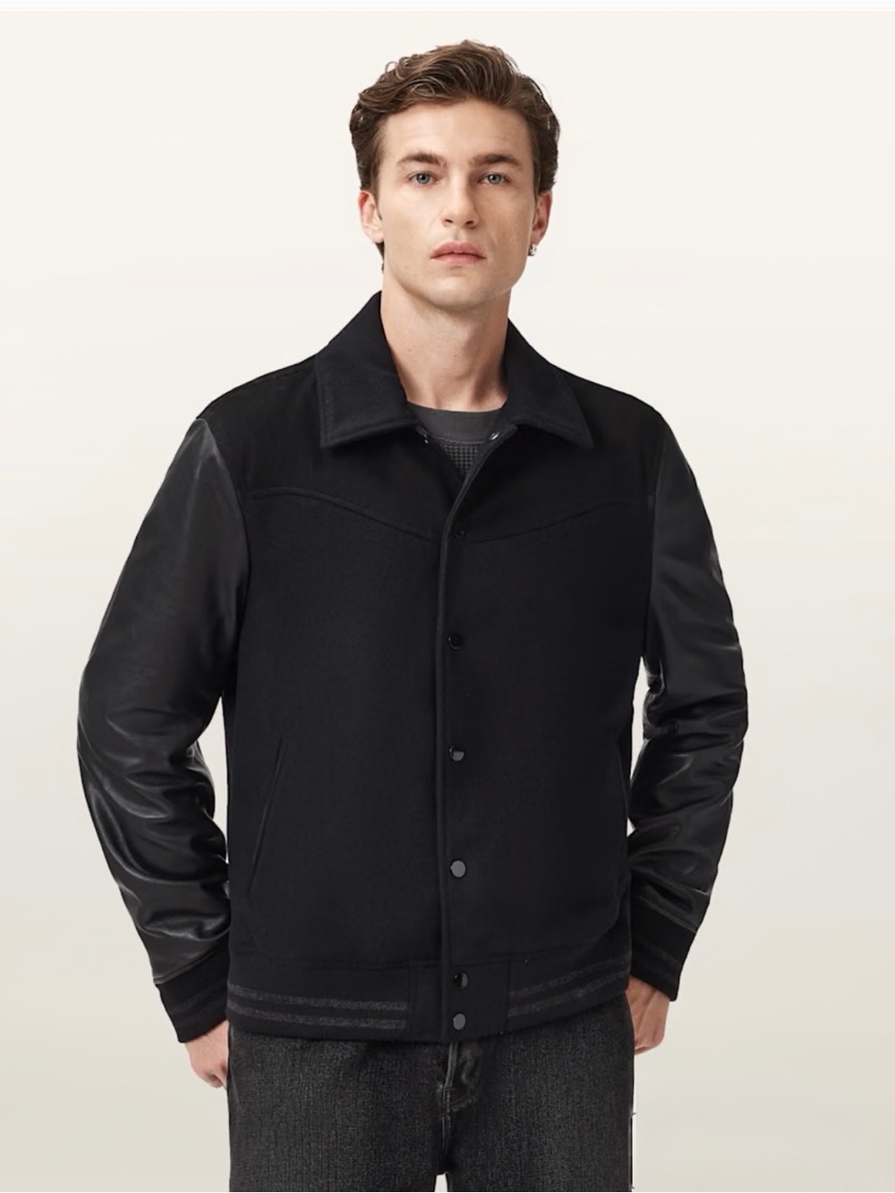 All saints ENDLETON LEATHER BOMBER JACKET